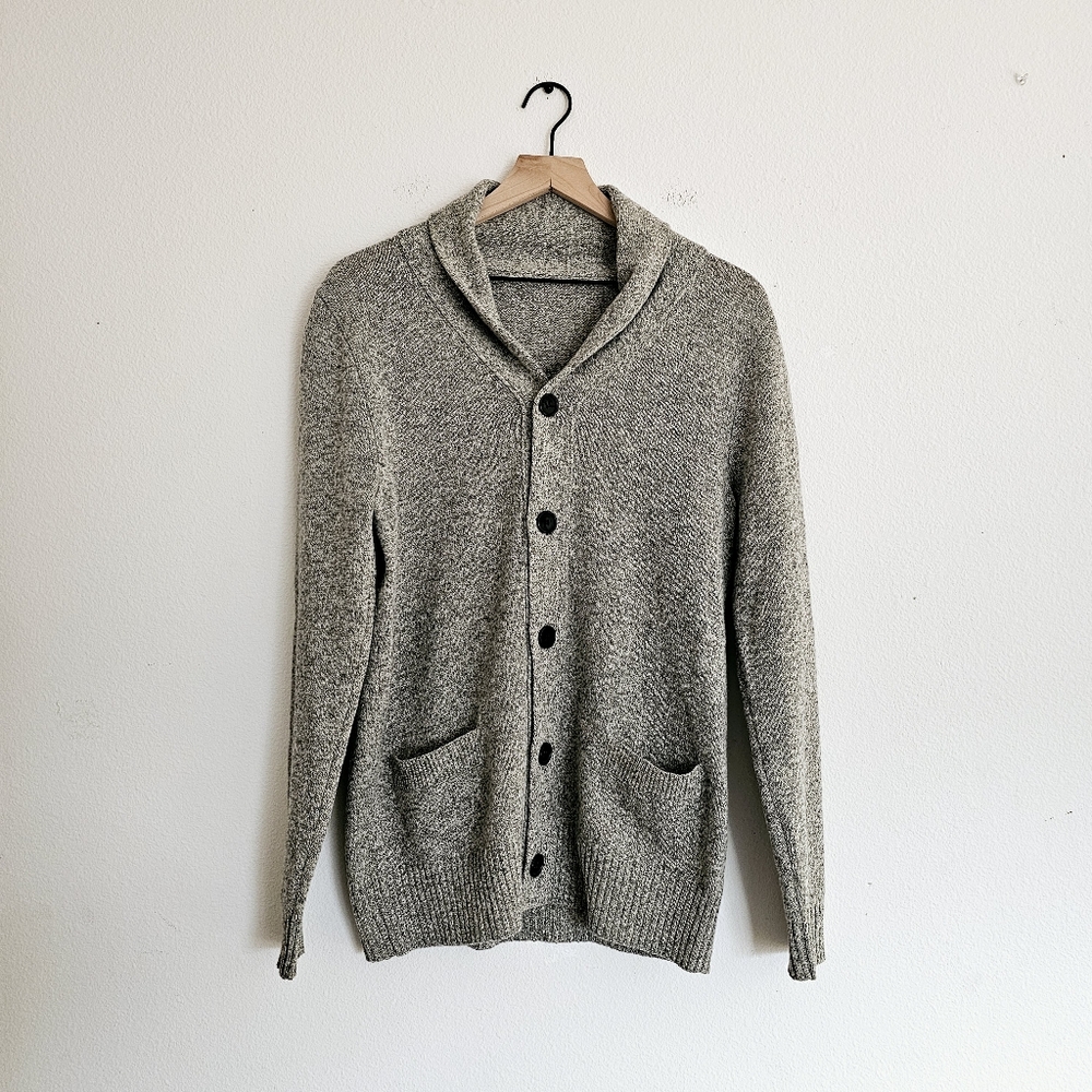 J Crew Lambswool Cozy Gray Button-Up Cardigan